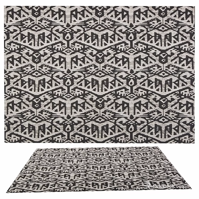 Square Area Rugs With Intricate Black And White Geometric Patterns 3d model 