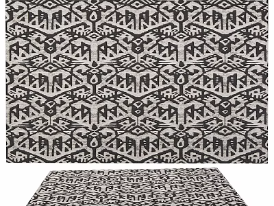 Square Area Rugs With Intricate Black And White Geometric Patterns 3d model