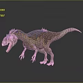 Fierce Carnivorous Dinosaur 3D Model With Blue Orange Skin Open Mouth And Standing Pose