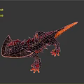 Fiery Red And Orange Dragon Like Creature With Spiked Back And Glowing Limbs