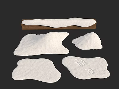 Wooden Tray With Various Shaped White Stones And Footprint Pattern 3d model