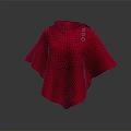 Red High Collar Cape With Three Button Accents Fashionable Outerwear