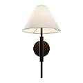 Contemporary Wall Lamp For Home Interior With White Conical Shade And Dark Metal Frame