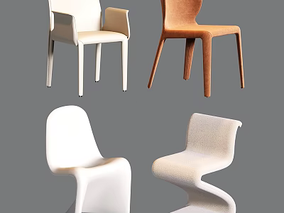 Modern Stylish Dining Chairs With Curved Backrest And Comfortable Design 3d model