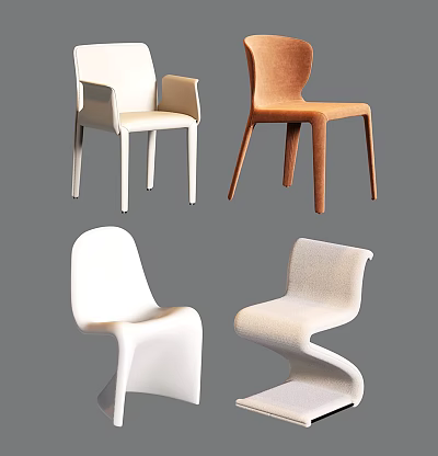 Modern Stylish Dining Chairs With Curved Backrest And Comfortable Design 3d model