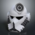 Tactical White Helmet With Circular Device Visor And Side Details Design 3d model