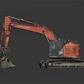 Hitachi Orange Tracked Excavator With Front Bucket For Construction Work 3d model