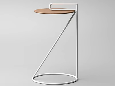 Modern Coffee Table With White Metal Frame And Round Wooden Top Design Structure 3d model