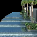 Tropical Water Feature Design With Palm Trees Decorative Screens And Reflections