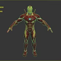 Iron Man 3D Rendered Game Movie Character With Red And Gold Armor Design