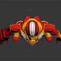 Red And Yellow Black Warrior Armor With Detailed Helmet And Costume Design