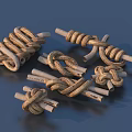 Decorative Living Items Made Of Rope And Wooden Sticks With Intricate Knotted Designs