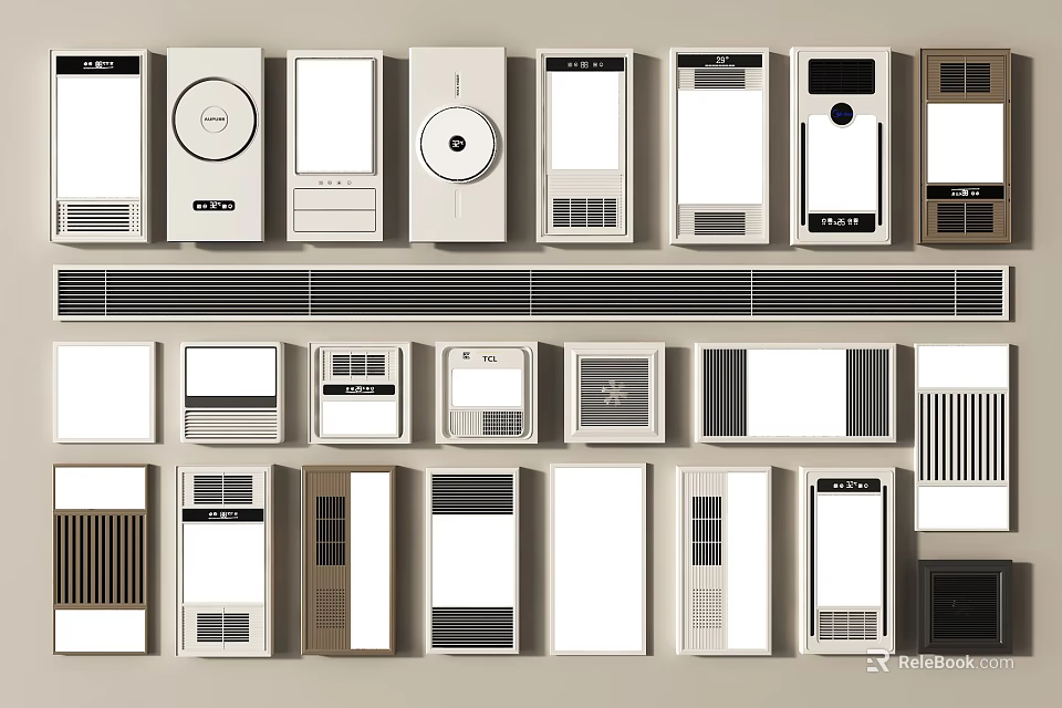 Assorted Air Vent Designs With Modern Grilles And Decorative Panels 3d model
