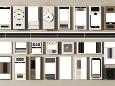 Assorted Air Vent Designs With Modern Grilles And Decorative Panels 3d model