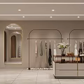 Modern Clothing Store Interior Design With Display Racks Mannequins Sofa And Lighting 3d model
