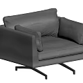 Comfortable Modern Gray Single Sofa With Armrests And Metal Legs