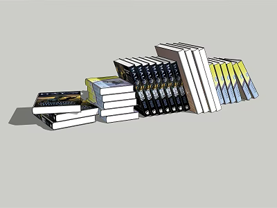 Assorted Stacked Books With Various Colors And Multiple Piles On Surface 3d model