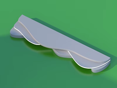 Abstract White Wavy 3D Model with Curved Design on Green Background 3d model