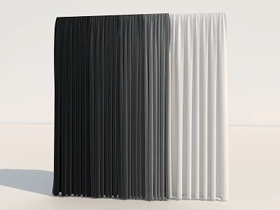 Modern Black and White Curtains With Solid Color Drapery For Interior Use 3d model