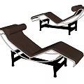 Modern Leather Chaise Lounges With Metal Frame And Black Legs Design