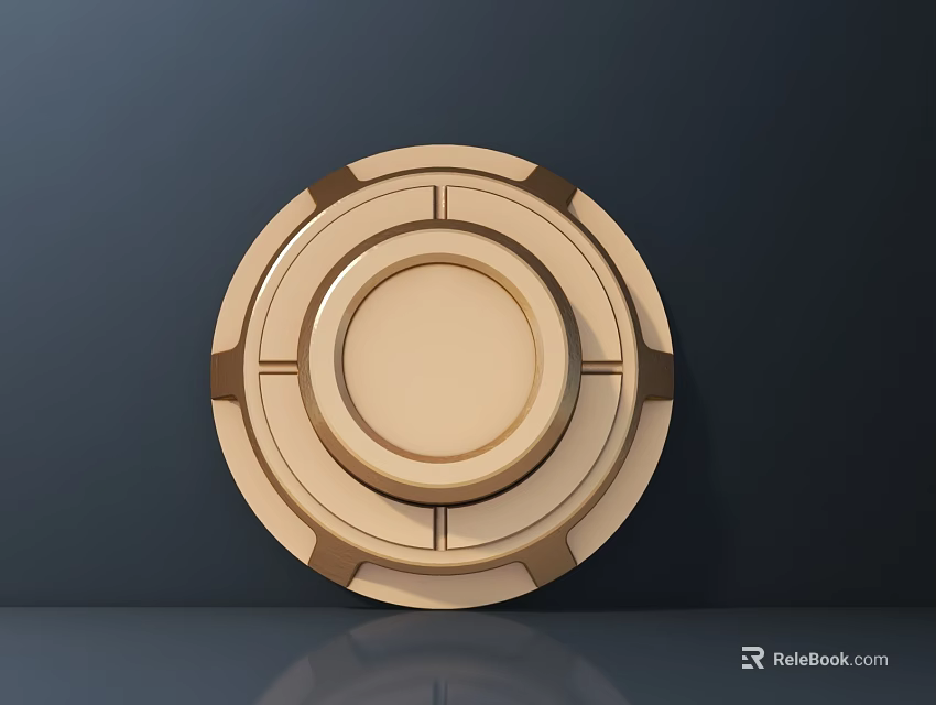 Round Golden Metal Hardware Component With Layered Design And Smooth Reflective Surface On Dark Background 3d model 