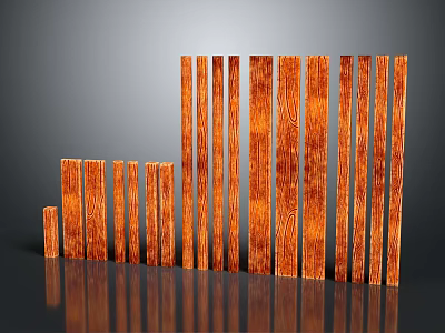 Wooden Strips Of Various Sizes Featuring Natural Wood Grain Arranged For Material 3d model