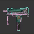 Futuristic Sci Fi Weapon Gun With Metallic Components Colorful Accents And Control Panel