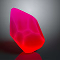 Glowing Pink Red Geometric Faceted Polyhedron on Smooth Reflective Surface