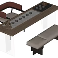 Tea table and chair combination 3d model