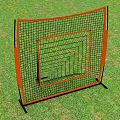 Orange And Black Frame Football Training Goal Net For Soccer Shooting Practice On Green Grass