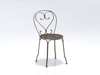 Modern Metal Frame Leisure Chair With Heart Shaped Backrest And Woven Seat Design 3d model