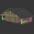 Traditional Log Cabin With Gray Shingle Roof Front Porch And Wooden Railing