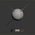 Silver Spherical Equipment With Cylindrical Base Slender Antennas And Attached Label 3d model