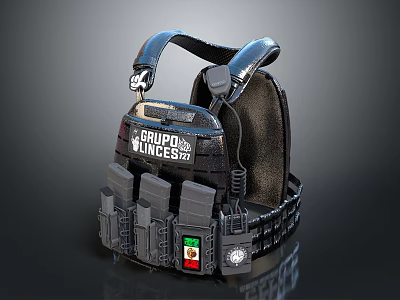 Tactical Vest With GRIJO GROUP 23 Logo Multiple Gear Pockets And Utility Light 3d model