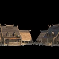 Traditional Wooden Houses With Thatch Roofs Rustic Design And Wooden Frames Chimneys