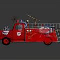 Red Fire Truck With Decorative Wings Ladder And Stylized Equipment Details