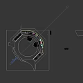 Modern Gaming Room Featuring Two Gaming Chairs Circular Ceiling Display Shelves Collectible Figures