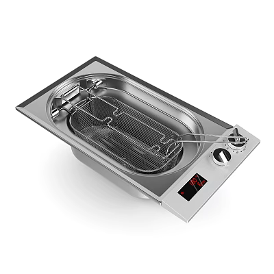 Stainless Steel Deep Fryer With Frying Basket And Digital Temperature Control For Home Kitchen Use 3d model