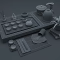 New Chinese Tea Set Tea Table Combination 3d model