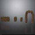 Modern Scene Featuring Flower Arranged Letters With Pink Green Petals On Reflective Surface