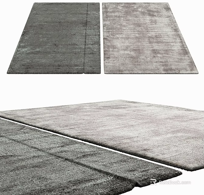 Two Tone Gray Square Rugs With Soft Textured Surface For Living Room Decor 3d model 