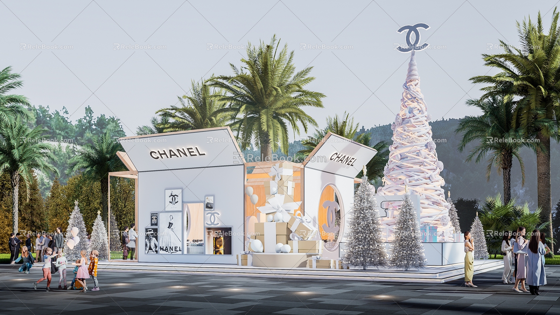 Chanel Builds Luxury Shop Chanel Perfume Shop Meichen Christmas Tree Gift Box 3d model