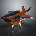 Detailed 3D Orange Fighter Aircraft Model With Cockpit Wings And Landing Gear