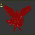 Mythical Man With Angel Wings In Golden Armor Holding Sword And Shield