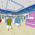 Kids Clothing Store With Castle Shaped Entrance Stars And Pink Blue Decorations