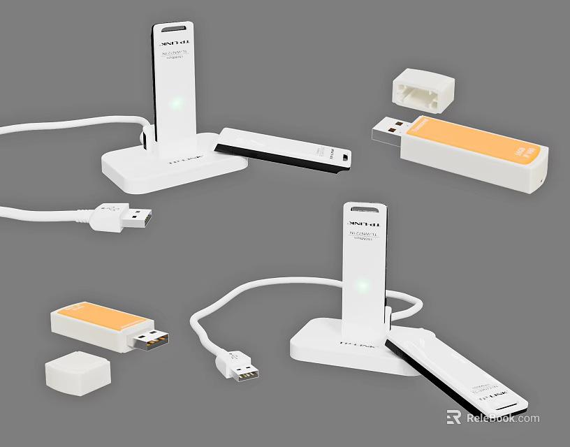 Mobile Digital Accessories Featuring White Charger Data Cable USB Docking Station And Devices 3d model