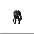Muscular Shark Humanoid Warrior with Blue White Body Leather Belt and Weapons