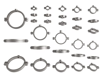 Various Types of Stainless Steel Pipe Fittings Clamps Flanges and Connectors 3d model
