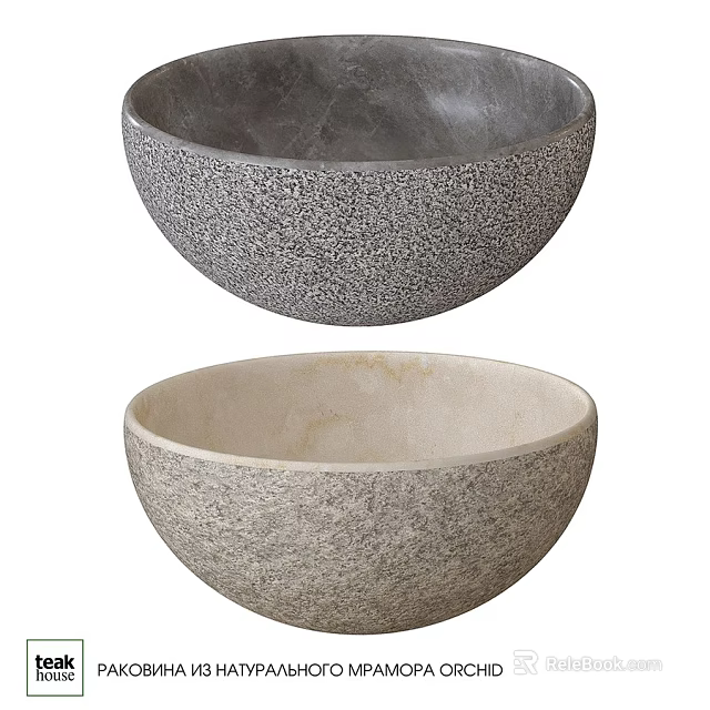 Textured Stone Washbasins In Gray And Beige For Modern Bathroom Design 3d model 