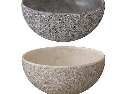 Textured Stone Washbasins In Gray And Beige For Modern Bathroom Design 3d model